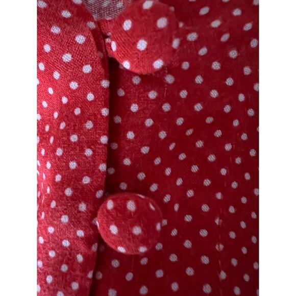 Maeve Anthropologie Red Polka Dot Blouse Button Front Classic Preppy XS - Picture 7 of 10